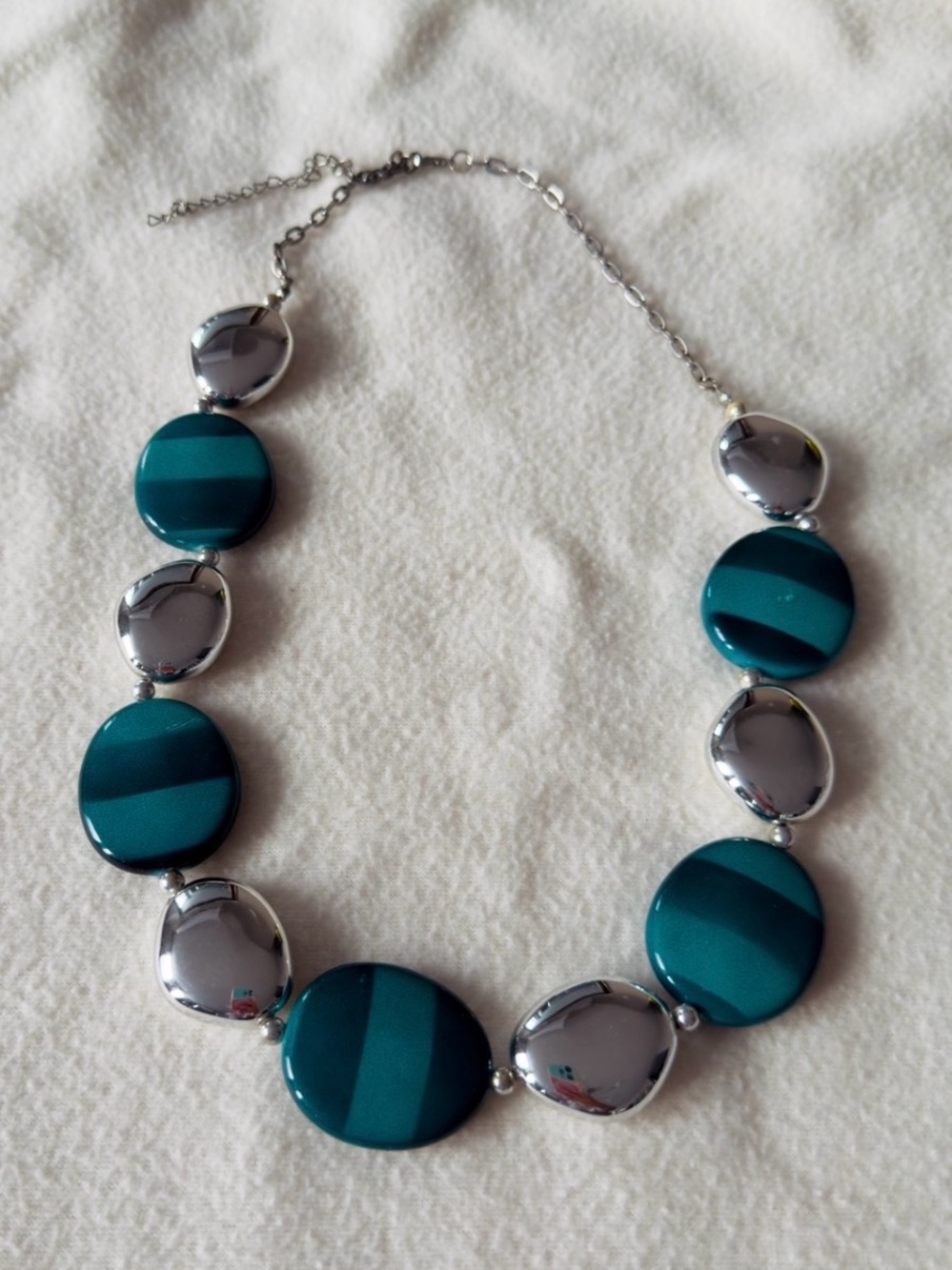 Teal and Silver Statement Necklace - Women Jewelry